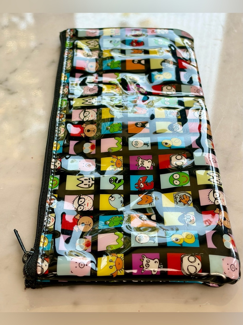 David and Goliath y2k vinyl zipper pouch, Multi-Color, 9.25x4” - Picture 4 of 5